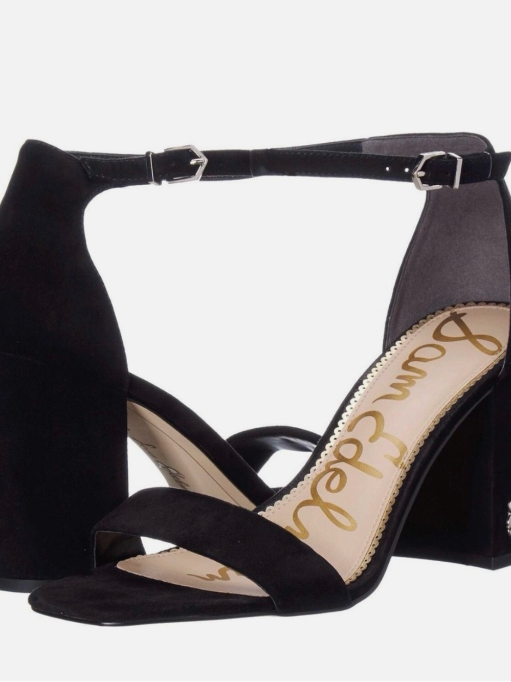 EUC Sam Edelman Womens Black Suede Daniella Ankle Strap Heels Size 8.5